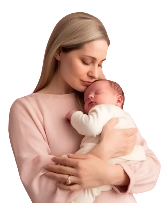 mother holding baby